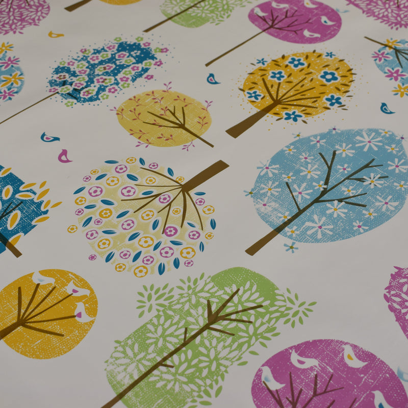 Trees Bright Multi Vinyl Oilcloth Tablecloth