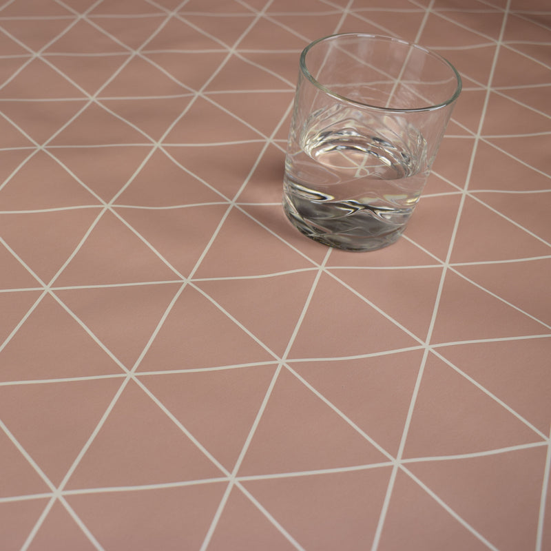 Pink Geometric Triangle Vinyl Oilcloth Tablecloth