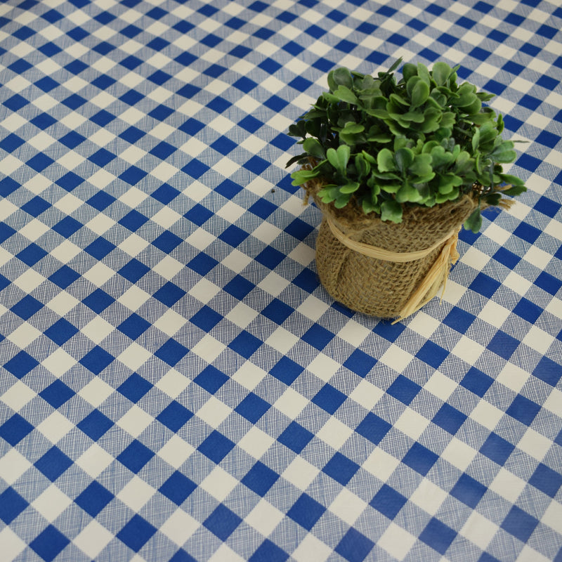 Blue Gingham Small Vinyl Oilcloth Tablecloth