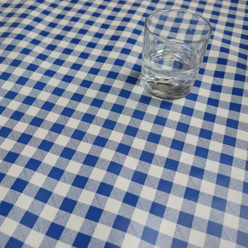 Blue Gingham Small Vinyl Oilcloth Tablecloth