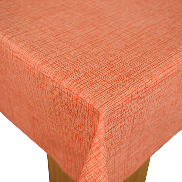 Burnt Orange Linen Look Vinyl Oilcloth Tablecloth