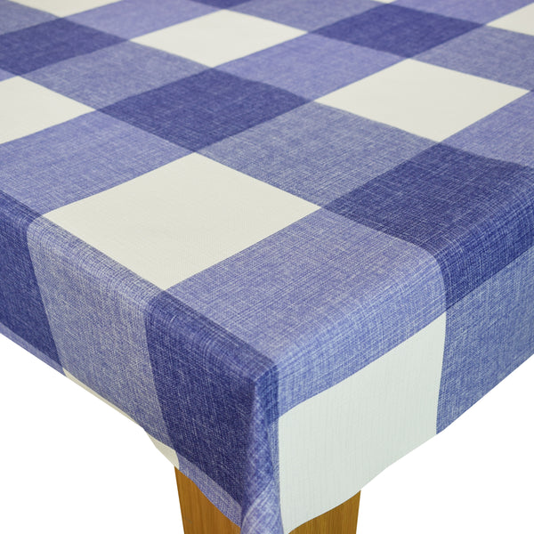 Maxine Blue Check Vinyl Oilcloth Tablecloth