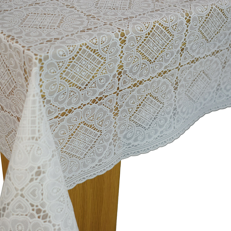 Angel White Lace PVC Vinyl Oilcloth Tablecloth