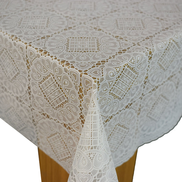 Angel White Lace PVC Vinyl Oilcloth Tablecloth