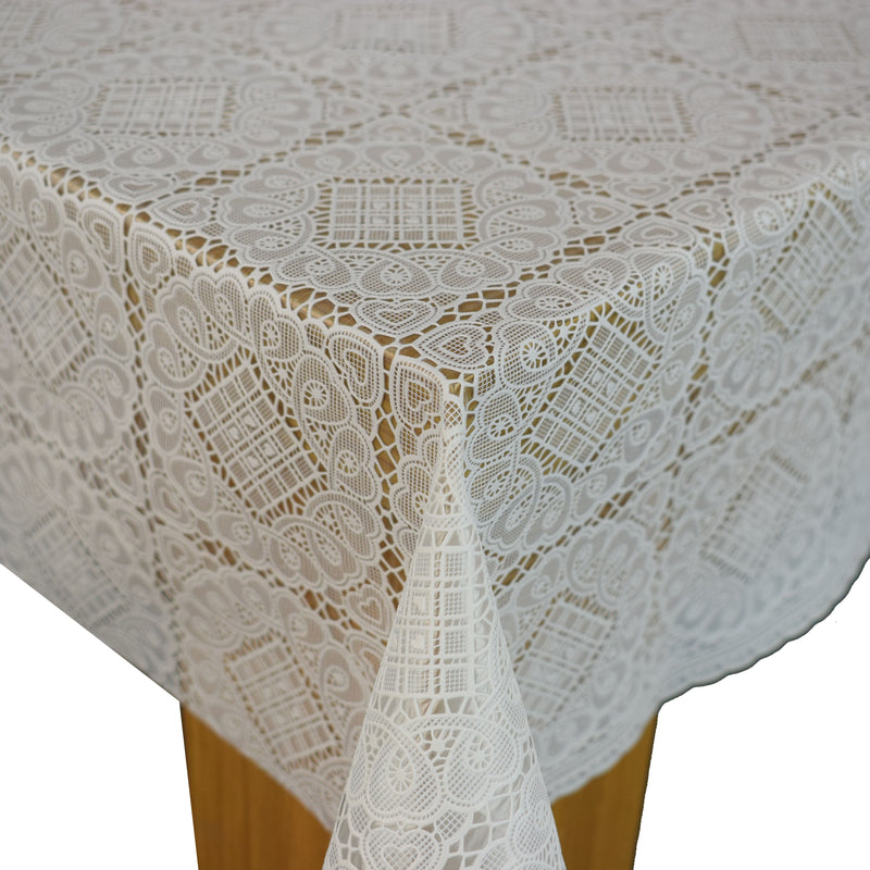 Angel White Lace PVC Vinyl Oilcloth Tablecloth