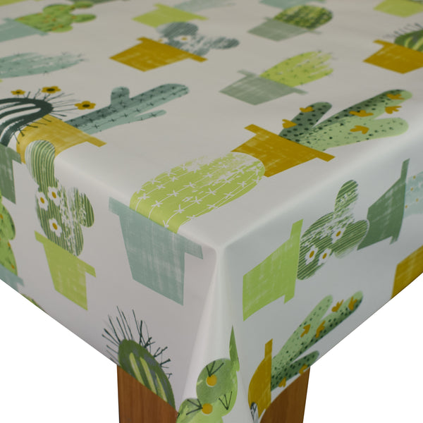 Cactus Green Multi Vinyl Oilcloth Tablecloth