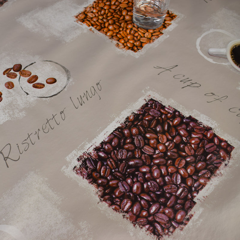 Coffee Beans Vinyl Oilcloth Tablecloth