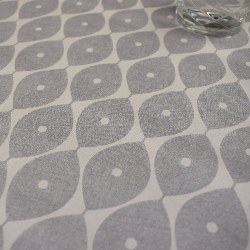 Grey Designer Leaf Vinyl Oilcloth Tablecloth