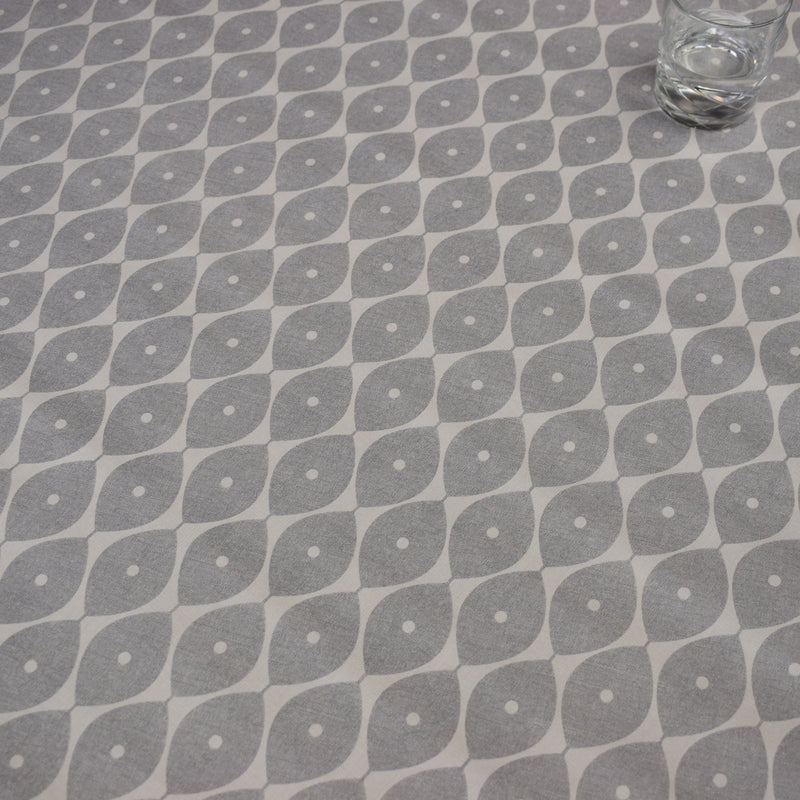Grey Designer Leaf Vinyl Oilcloth Tablecloth