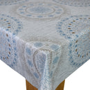 Cairo Grey and Blue Circles Vinyl Oilcloth Tablecloth