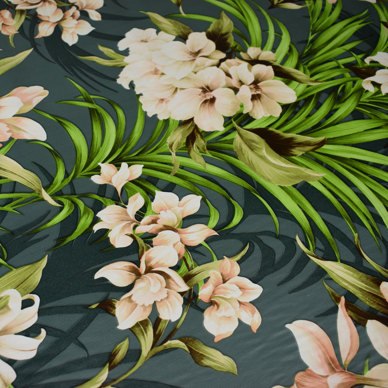 Leona Exotic Flowers Grey Vinyl Oilcloth Tablecloth