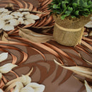Leona Exotic Flowers Taupe Vinyl Oilcloth Tablecloth