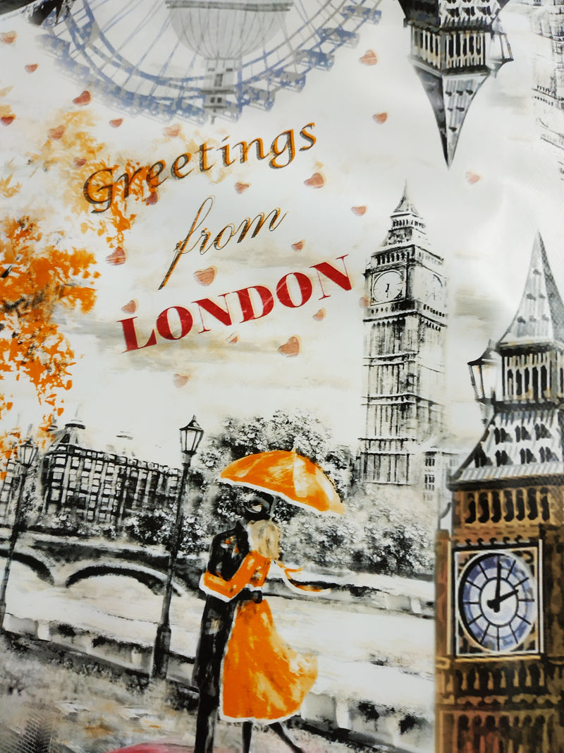 All Things London Vinyl Oilcloth Tablecloth
