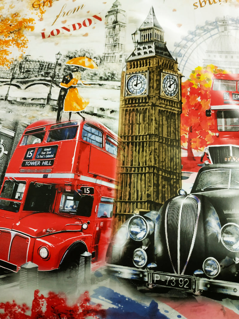 All Things London Vinyl Oilcloth Tablecloth