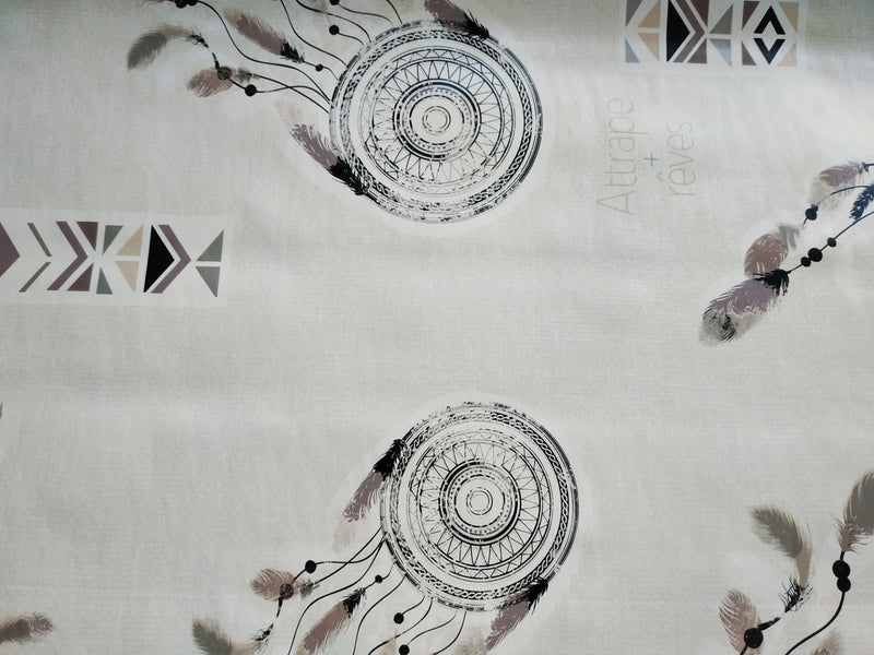 Dream Catcher Grey Vinyl Oilcloth Tablecloth