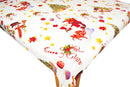 Happy Santa White Christmas  Vinyl Tablecloth 20 Metres x 140cm