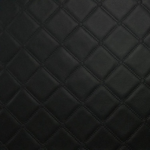Diamond Trellis Black Faux Leather Upholstery Vinyl, FR