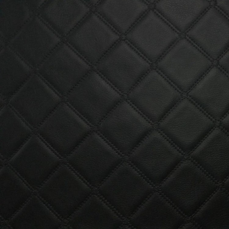 Diamond Trellis Black Faux Leather Upholstery Vinyl, FR