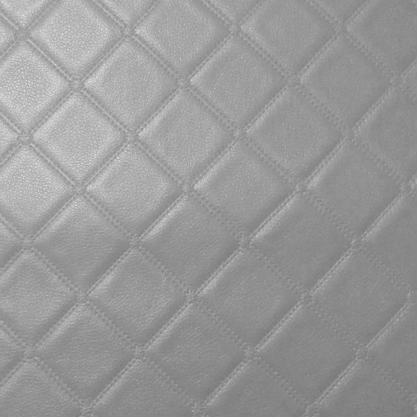 Diamond Trellis Silver Faux Leather Upholstery Vinyl, FR