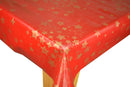 Stellar Stars Gold on Red Vinyl Oilcloth Tablecloth
