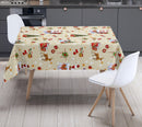 Christmas Santa Sleigh on Natural Vinyl Oilcloth Tablecloth