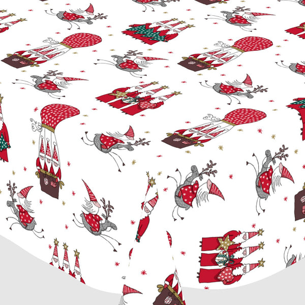 Santa Lapland White Vinyl Oilcloth Tablecloth