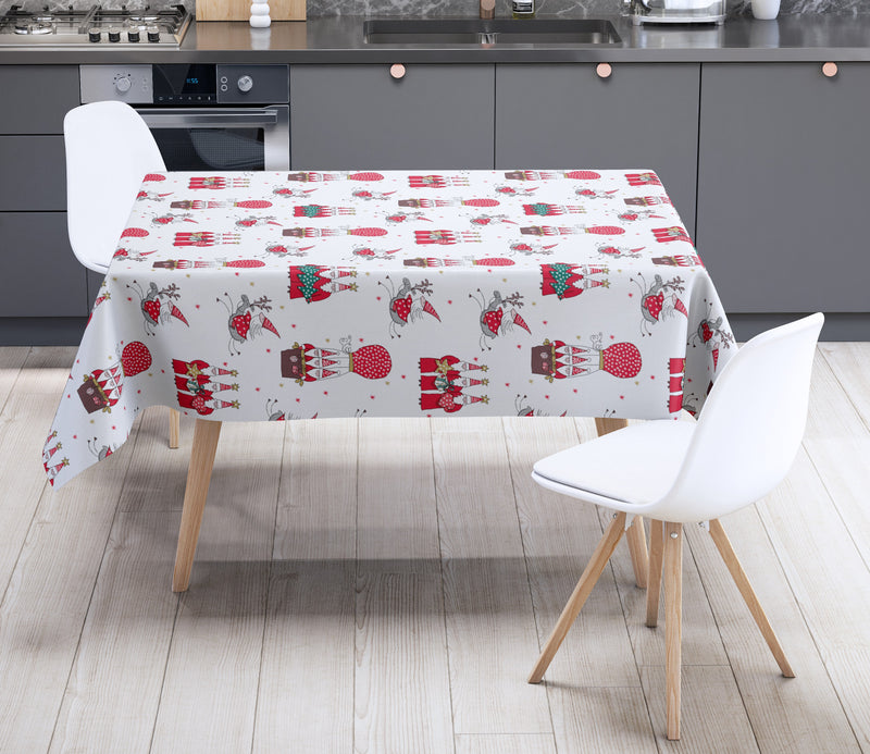 Santa Lapland White Vinyl Oilcloth Tablecloth