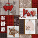 Love Christmas Hearts Grey and Red Vinyl Oilcloth Tablecloth