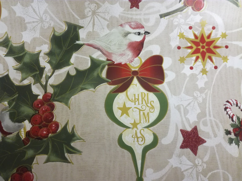 It's Christmas Santa Grey Vinyl Oilcloth Tablecloth