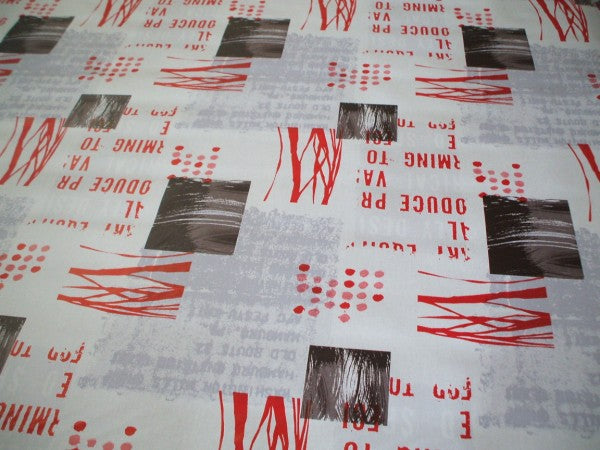 Prague Grey, Black and Red Vinyl Tablecloth 20 Metres