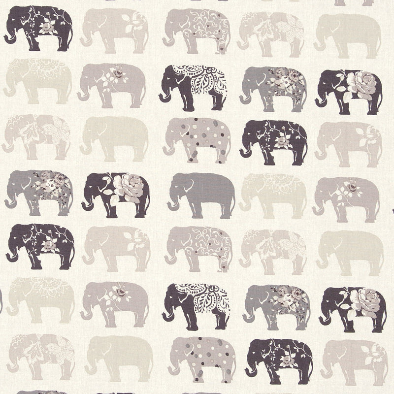 Elephant Natural and Grey 100% Cotton Fabric by Clarke and Clarke
