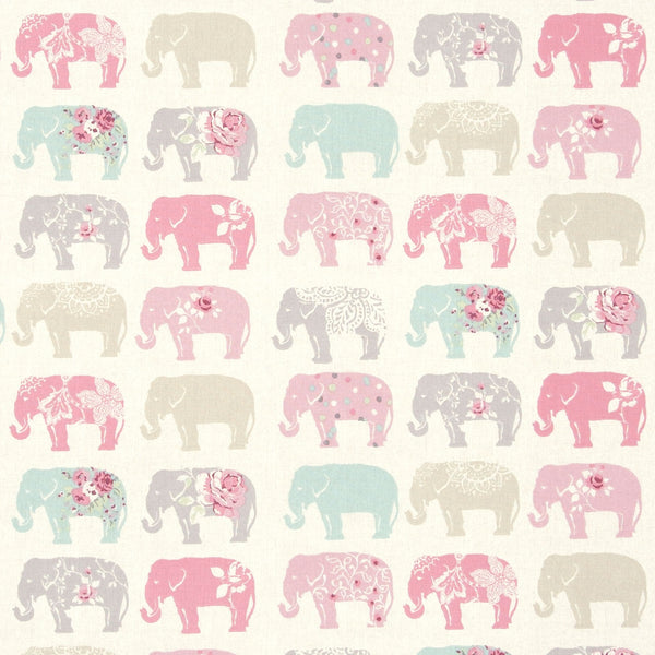 Elephant Pastel 100% Cotton Fabric by Clarke and Clarke
