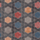 Geometric Pattern Teal Grey Spice Ochre Vinyl Oilcloth Tablecloth