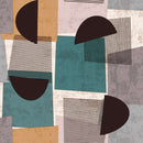 Teal Grey Ochre Geometric Shapes Vinyl Oilcloth Tablecloth