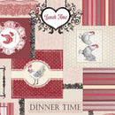 Chicken Rooster Dinner Time Red Vinyl Oilcloth Tablecloth
