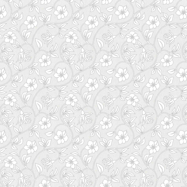 Flower Trail Silver Grey Vinyl Oilcloth Tablecloth