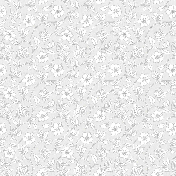 Flower Trail Silver Grey Vinyl Oilcloth Tablecloth