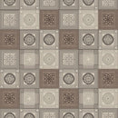 Beige and Taupe Geometric Squares Vinyl Oilcloth Tablecloth