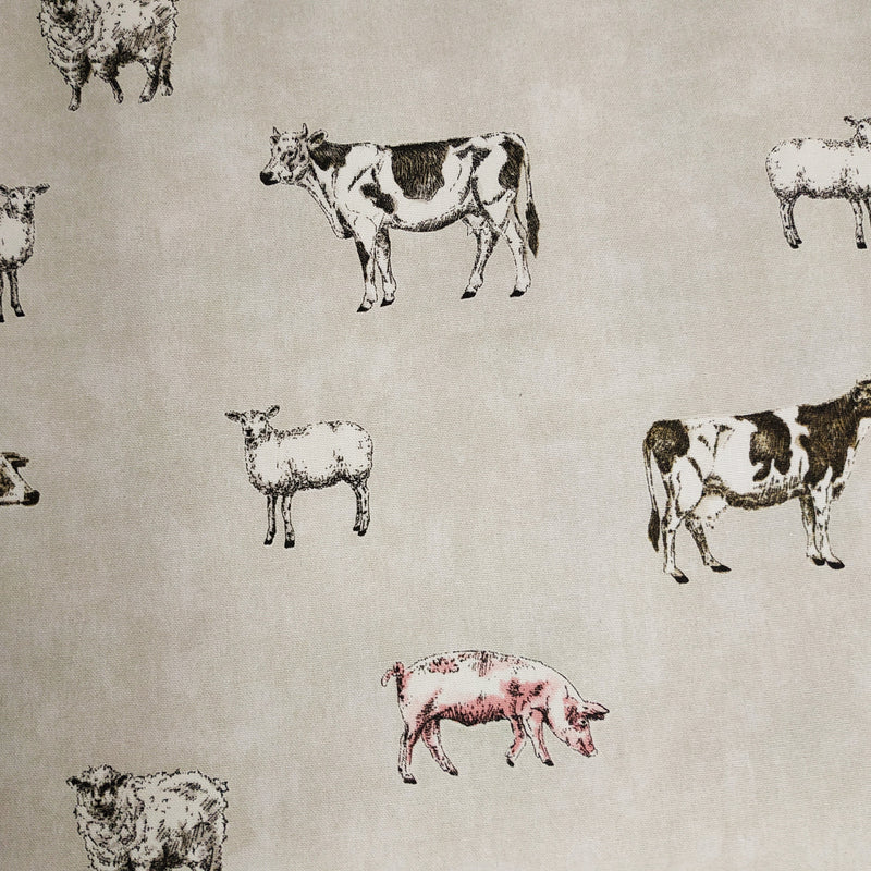 Pasture Farm Animals Flax 100% Cotton Fabric by Prestigious