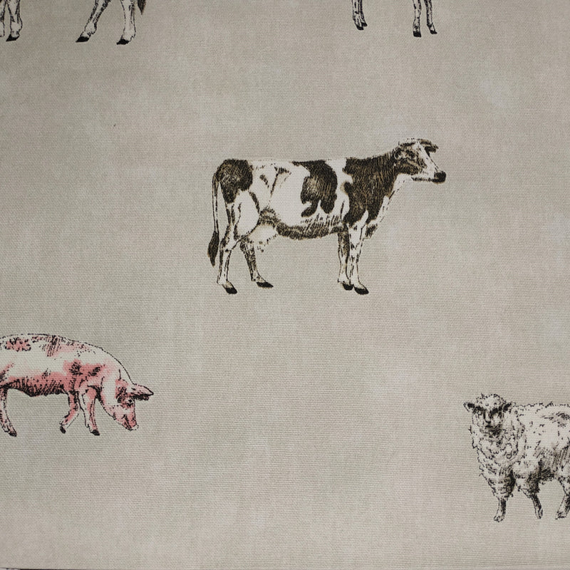 Pasture Farm Animals Flax 100% Cotton Fabric by Prestigious