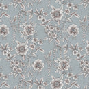 Elsie Modern Blue Grey Floral Flower Design Vinyl Oilcloth Tablecloth