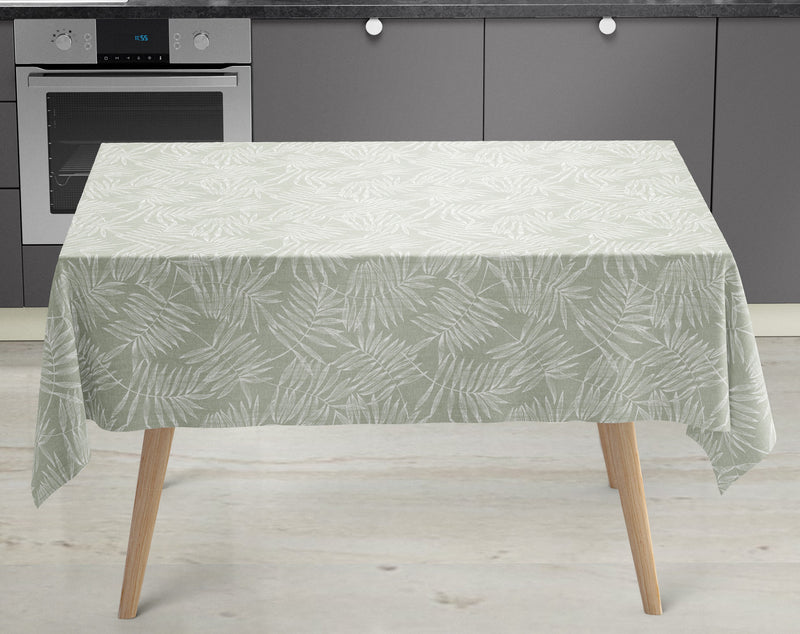 Olivia Green Palm Leaf Leaves PVC Vinyl Oilcloth Tablecloth