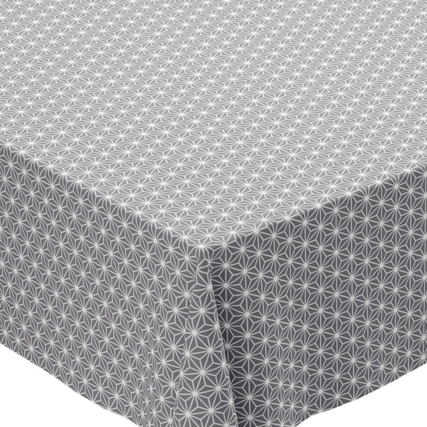 Grey Geometric Wipe Clean Tex Vinyl Oilcloth Tablecloth