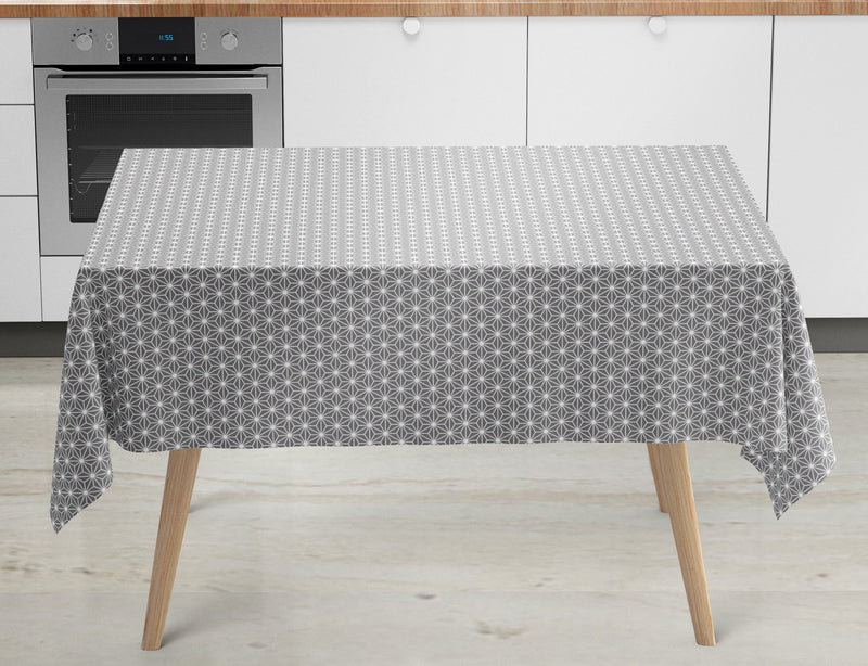 Grey Geometric Wipe Clean Tex Vinyl Oilcloth Tablecloth