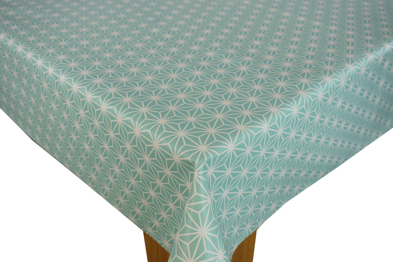 Duck Egg Geometric Triangle Vinyl Oilcloth Tablecloth