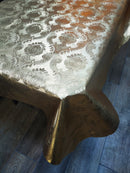 Bold Gold Metallic Damask  Vinyl Oilcloth Tablecloth