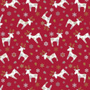 Christmas Scandi Reindeer RED Vinyl Oilcloth Tablecloth