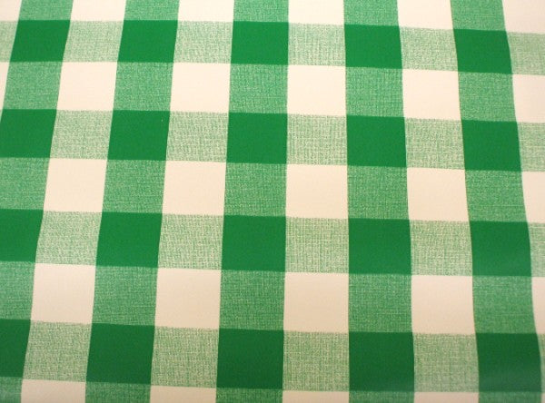 GREEN 2.5cm Gingham Check Vinyl Oilcloth Tablecloth