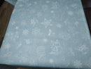 Festive Ice Blue  Christmas Linen Look Vinyl Oilcloth Tablecloth