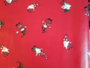 Christmas Santas Helpers Red Vinyl Oilcloth Tablecloth